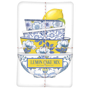 Lemon Blue Bowls Lemon Cake Mix and Flour Sack