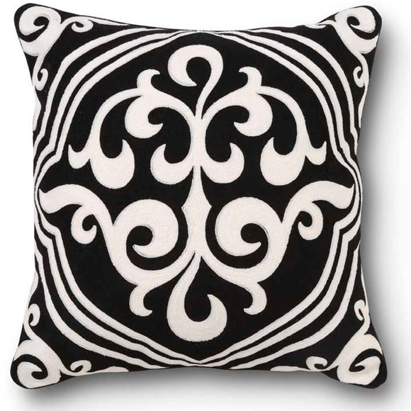 Black and White Damask Pillow