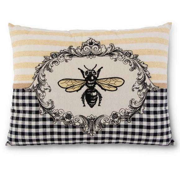 Rectangular Cream Pillow with Bee Crest
