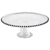 Clear Glass Cake Stands with Black Glass Bead Trim