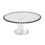 Clear Glass Cake Stands with Black Glass Bead Trim
