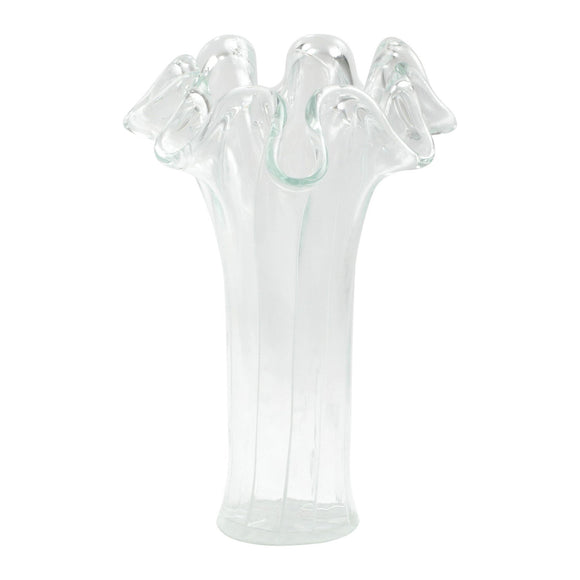 Tall Clear Vase With White Lines