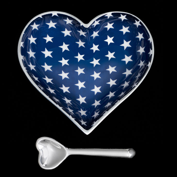 Happy Blue Heart/White Star with Heart Spoon