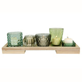 Wood Trays with Glass Votive Holders