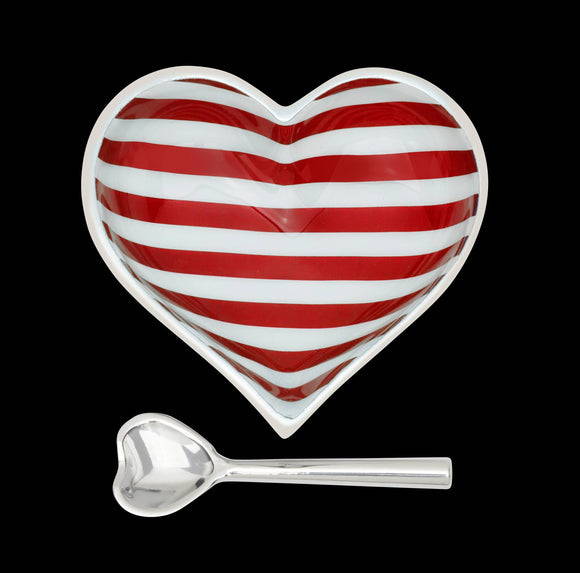 Happy Red Stripe Heart with Heart Spoon