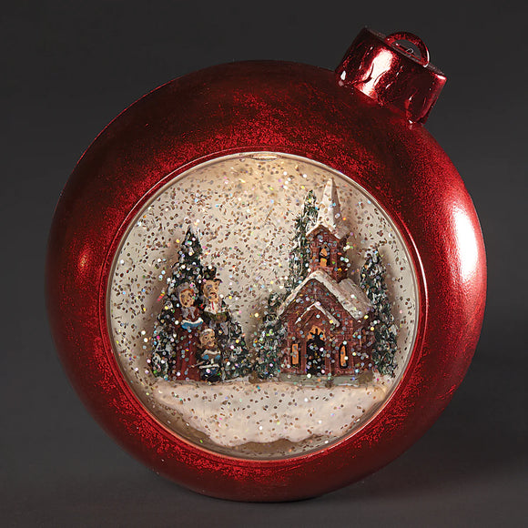 Swirl Musical Dome w/Carolers & Church 130361