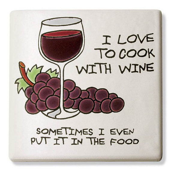 I Love to Cook with Wine Trivet