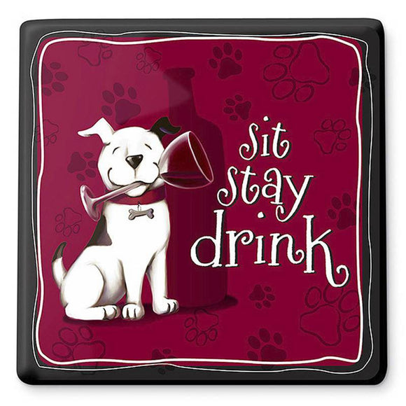 Sit, Stay, Drink Trivet and Coasters