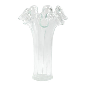 Tall Clear Vase With White Lines