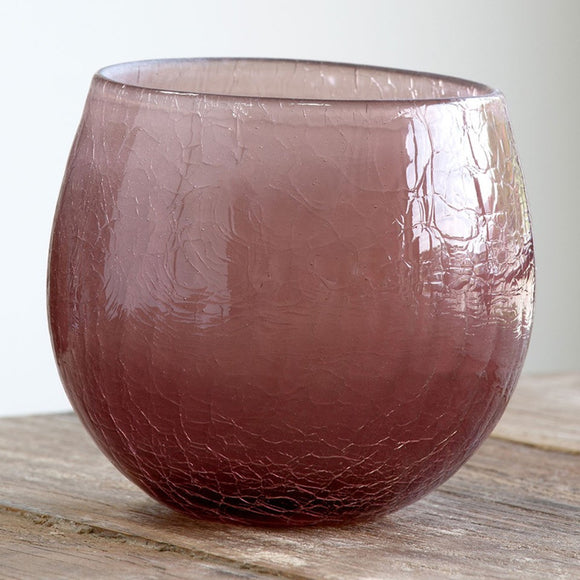 Smokey Amethyst Crackled Glass Vase