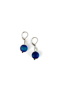 Silver with Blue Geode Earring